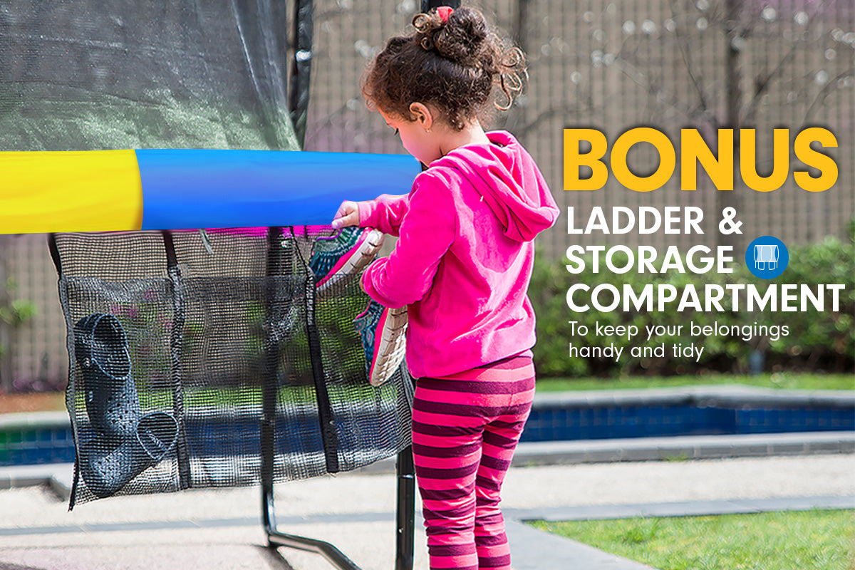 Kahuna Trampoline 14 ft with  Roof - Rainbow