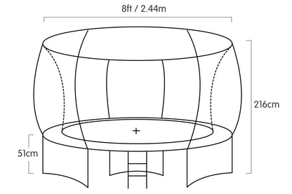 Trampoline 8 ft Kahuna with Basketball set - Pink