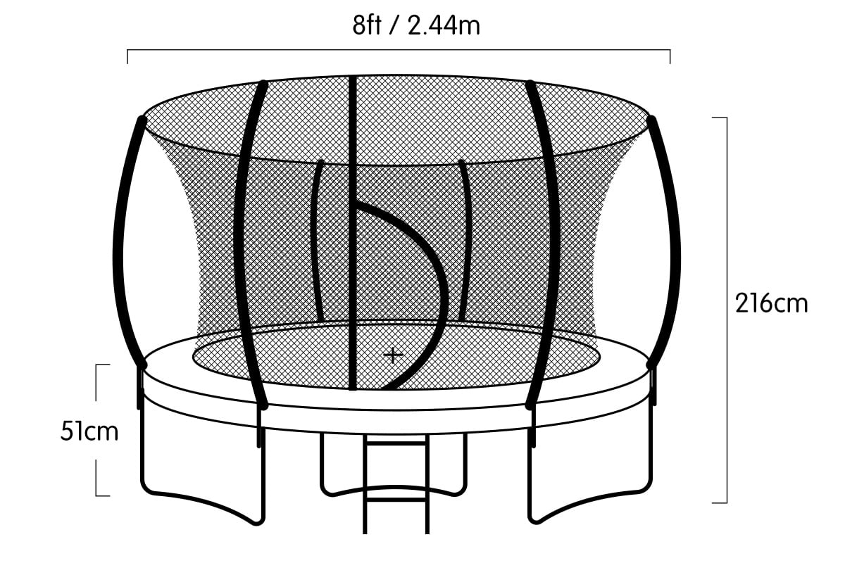 Trampoline 8 ft Kahuna with Basketball set Outdoor Round - Green