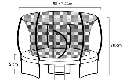 Trampoline 8 ft Kahuna with Basketball set Outdoor Round - Green