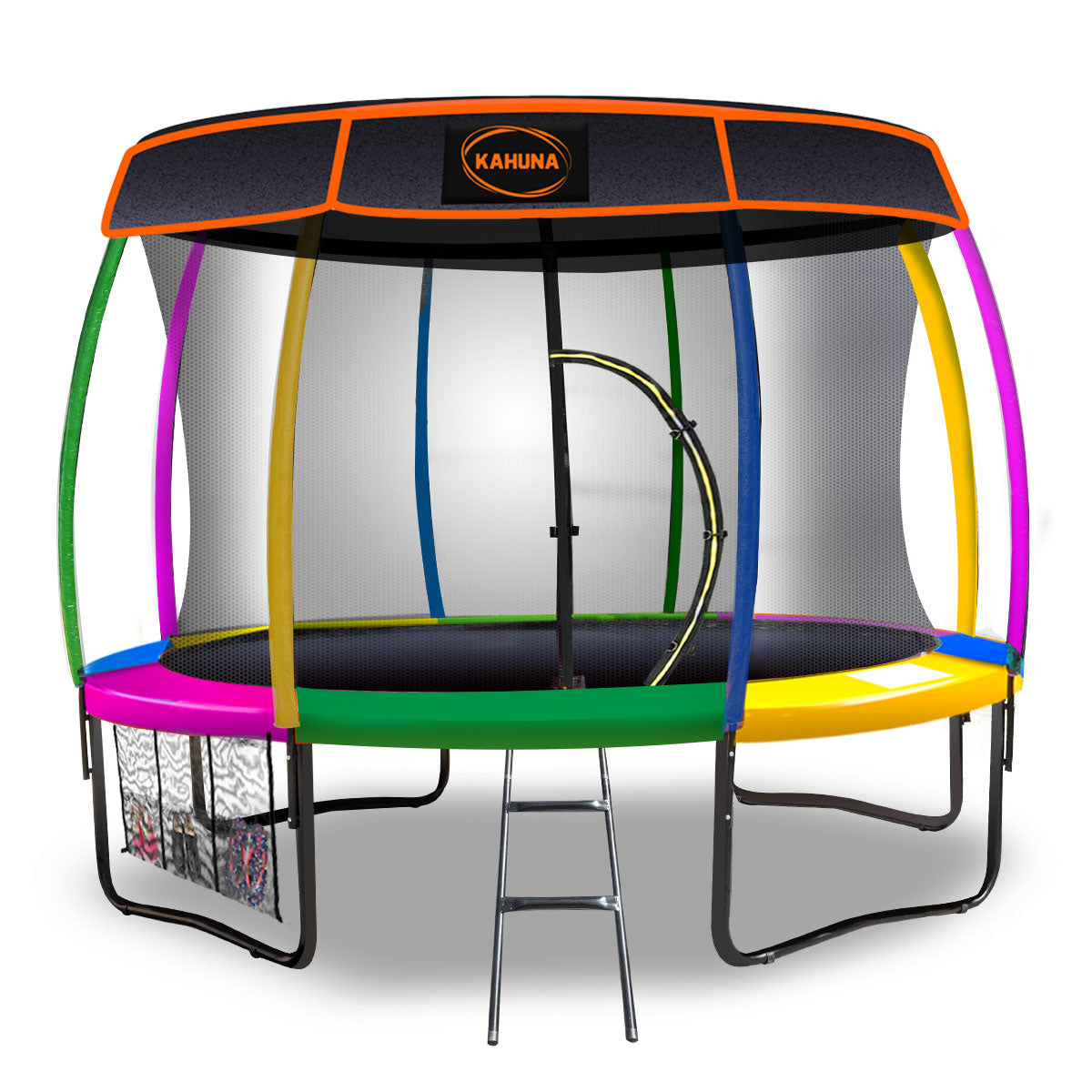 Kahuna Trampoline 12 ft with  Roof-Rainbow