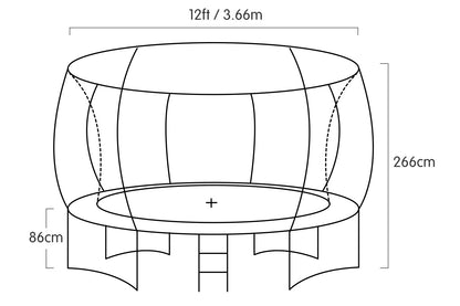Kahuna Trampoline 12 ft with  Roof-Rainbow