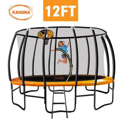 Kahuna Trampoline 12 ft with Basketball set - Orange