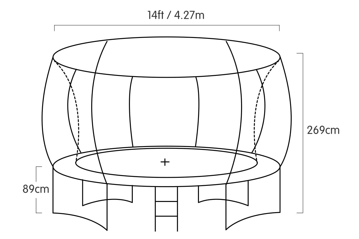 Kahuna Trampoline 14 ft with  Roof - Rainbow