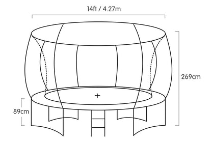 Kahuna Trampoline 14 ft with  Roof - Rainbow