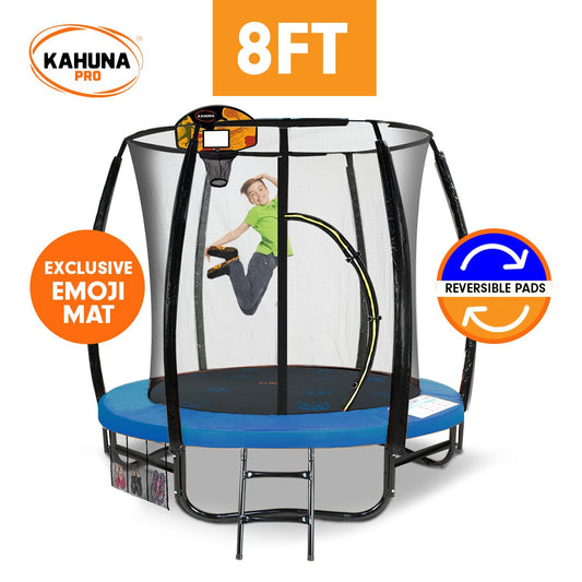 Kahuna Pro 8ft Trampoline with Mat, Reversible Pad, Basketball Set