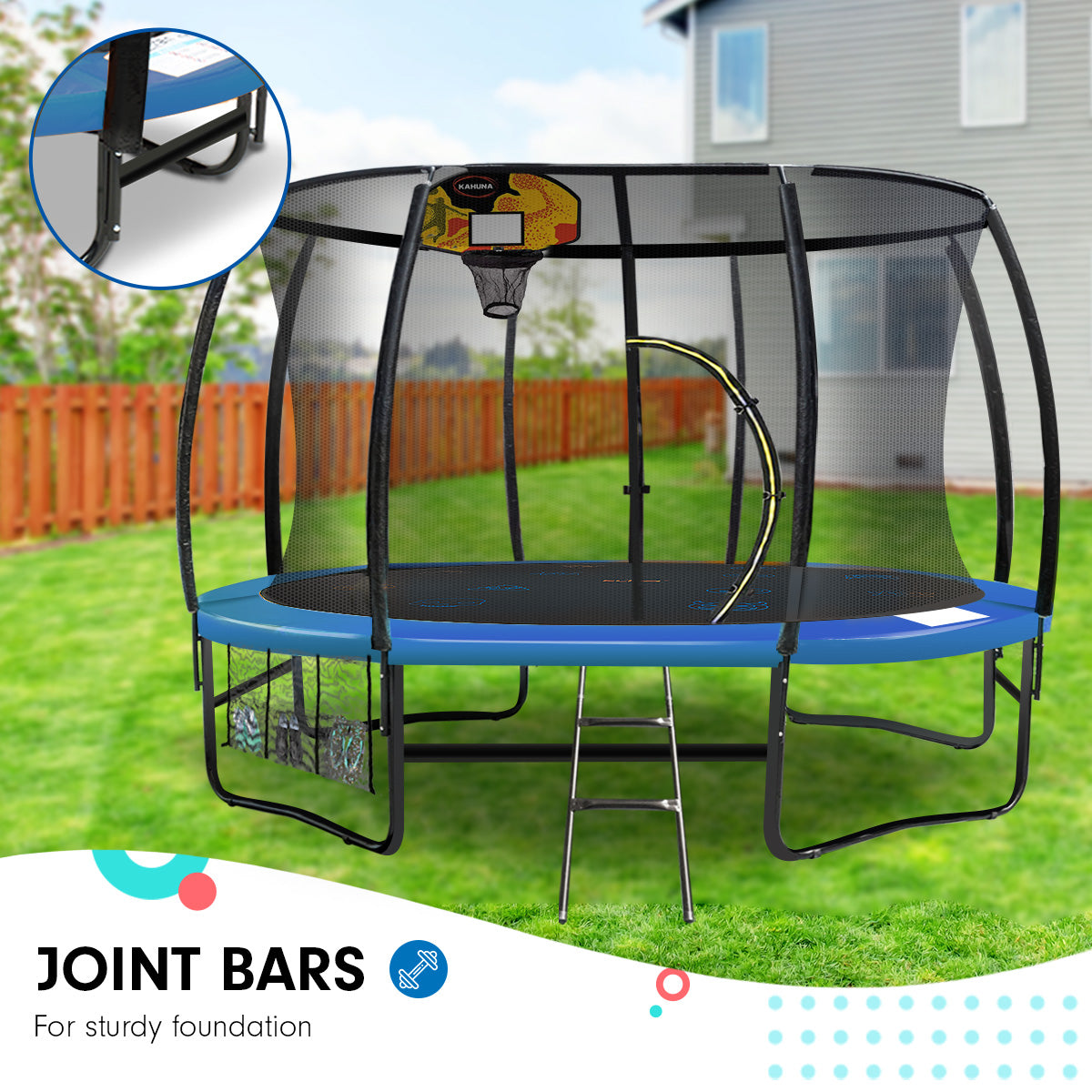 Kahuna Pro 12ft Trampoline with Mat, Reversible Pad, Basketball Set