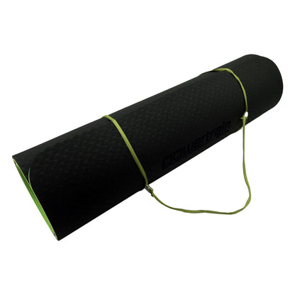 Powertrain Eco-Friendly TPE Pilates Exercise Yoga Mat 8mm  Black Green
