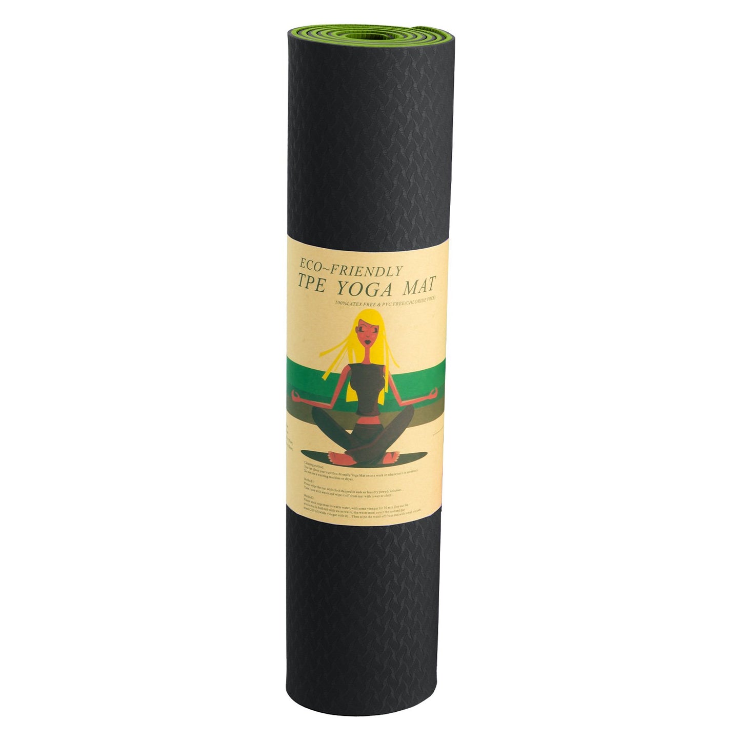 Powertrain Eco-Friendly TPE Pilates Exercise Yoga Mat 8mm  Black Green